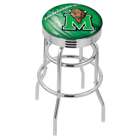 Holland Bar Stool Co 25" Chrome 2-Ring Marshall Swivel Bar Stool, Accent Ring L7C3C25Mrshll-D2